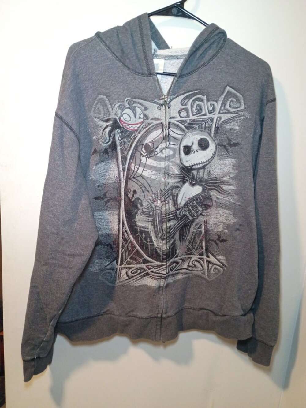 VINTAGE Tim Burton The Nightmare Before Christmas Sweatshirt Hoodie Zip Up Large